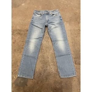 Levis 514 Jeans Mens 32x32 Light Wash Blue Classic Denim Straight Leg Zip Fly